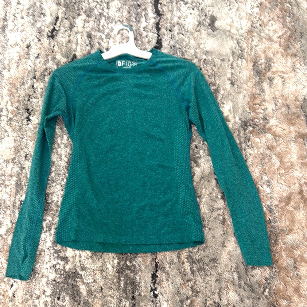 Figs Green Fitted Long Sleeve Salta nursing uniform underscrub